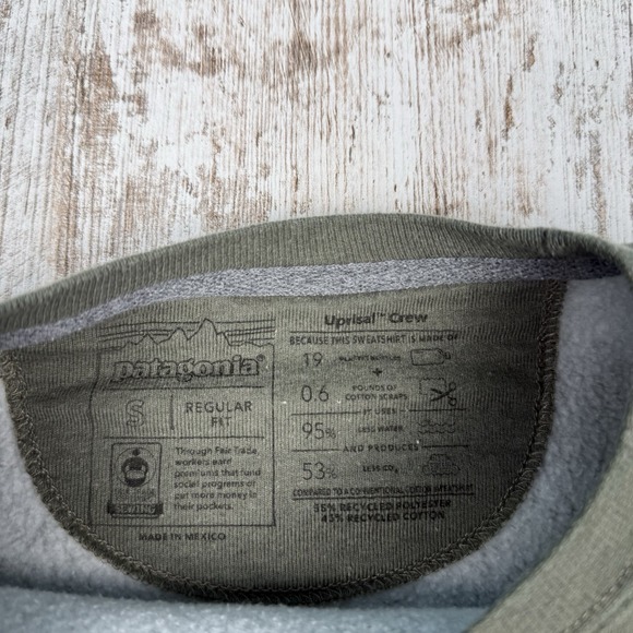 PATAGONIA Ridge Rise Stripe Uprisal‎ Crew Sweatshirt Sleet Green Women Sz S - Picture 3 of 9